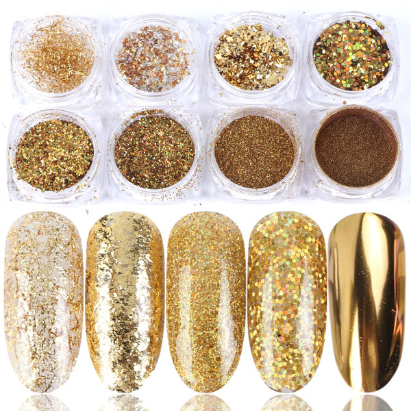 Nail Art Powder Flakes Set