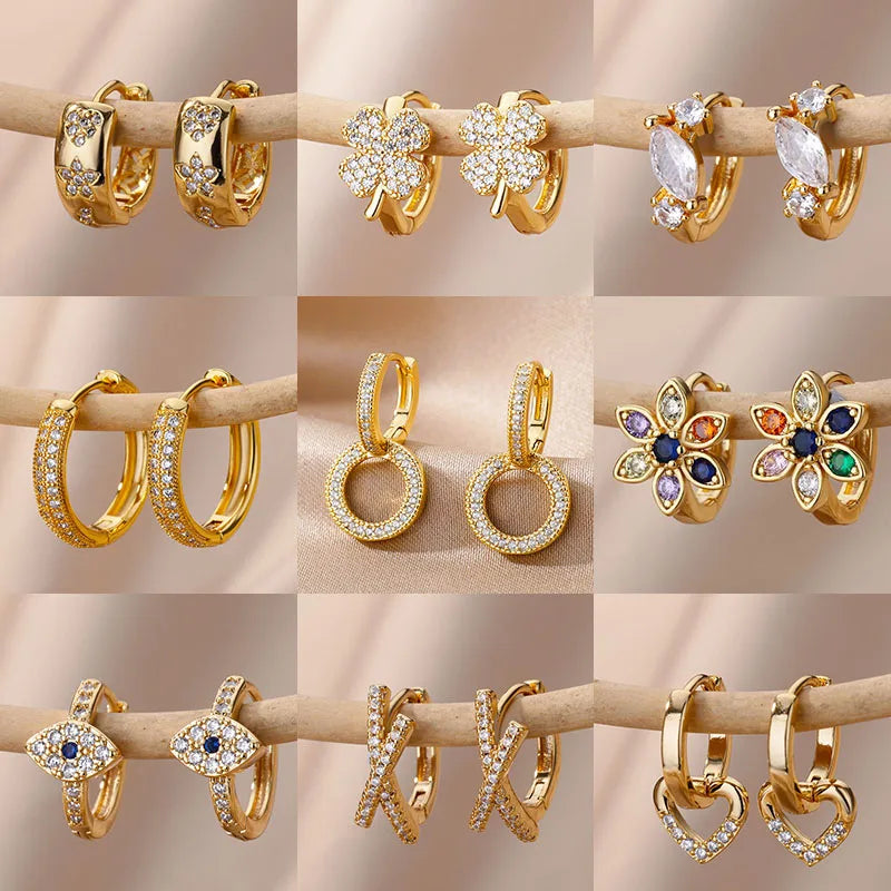 Zircon Round Hoop Earrings for Women