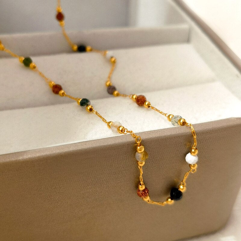 Colorful Glass Beads Necklace For Women