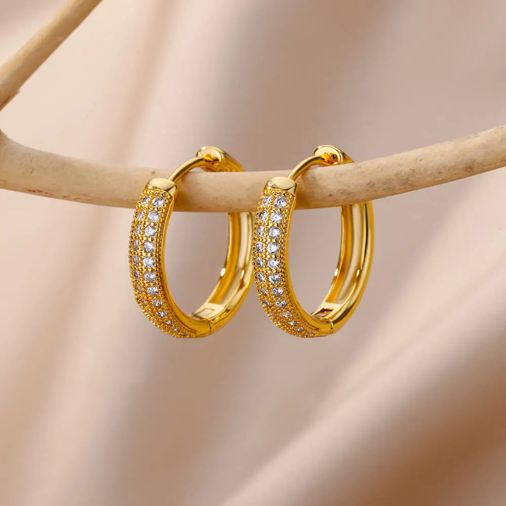 Zircon Round Hoop Earrings for Women