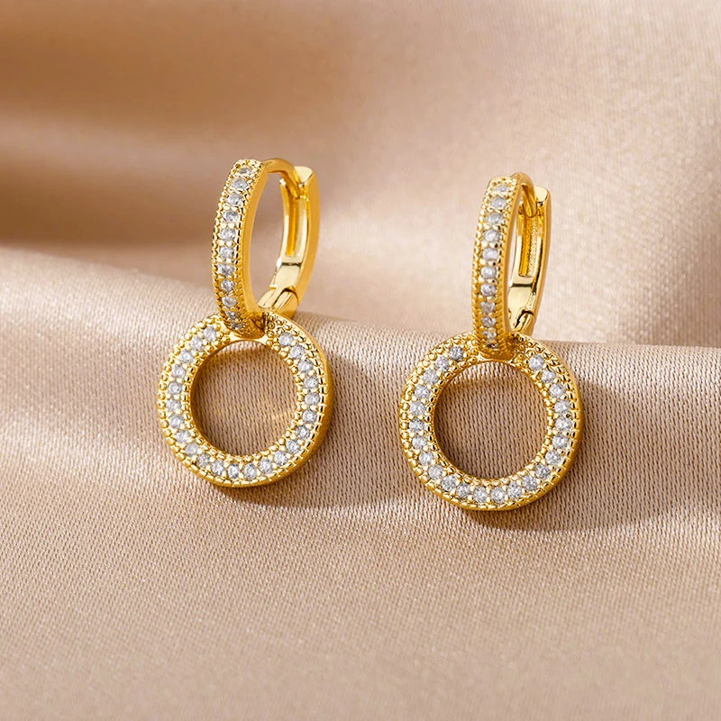 Zircon Round Hoop Earrings for Women