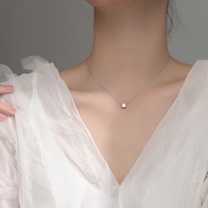 Zircon Choker Necklaces Simple Shiny Diamond