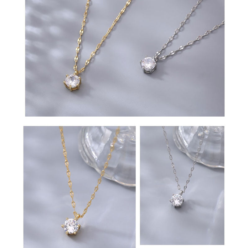 Zircon Choker Necklaces Simple Shiny Diamond