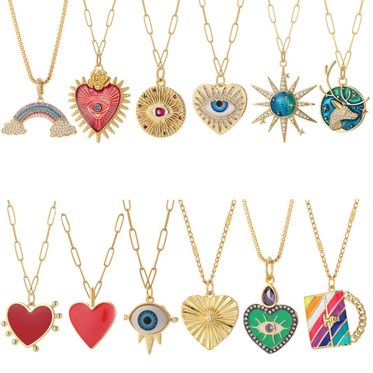 A Heart Sun Moon Star Necklaces